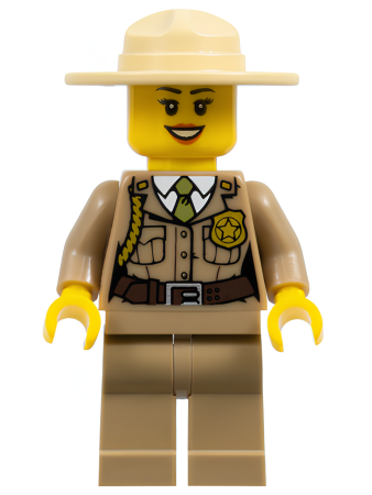 Минифигурка Lego Forest Police - Dark Tan Jacket with Pockets, Gold Badge and Braid, Olive Green Tie, Dark Tan Legs, Campaign Hat cty0263